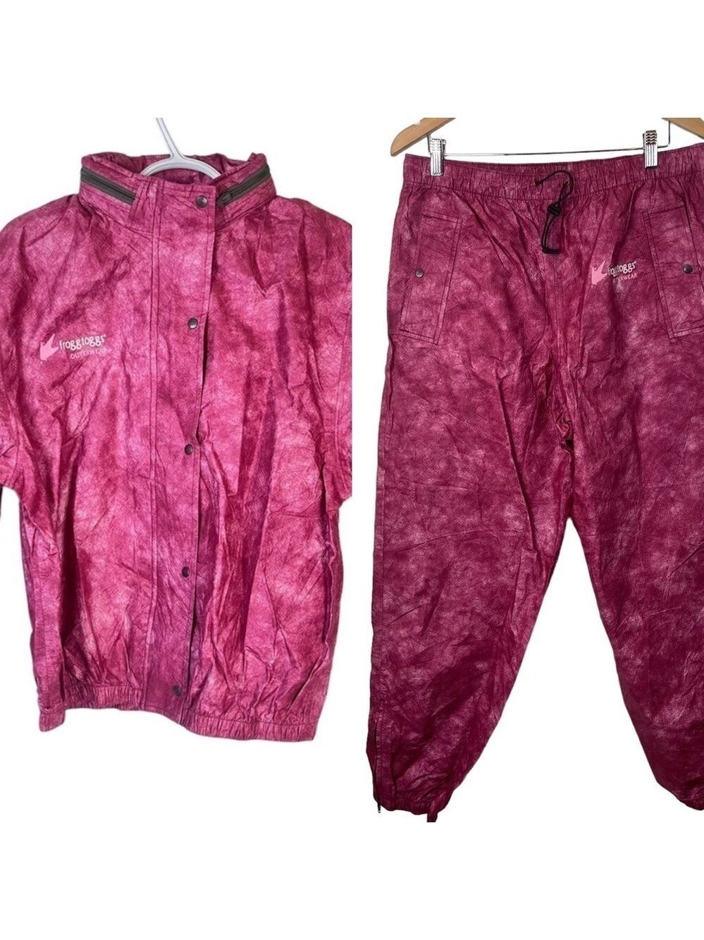 Frogg Toggs Women’s Pink Full Zip Hidden Hood Outdoor Activewear Jacket and Pant